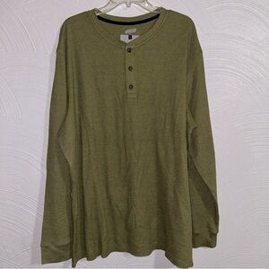 40 Grit Shirt Mens XL Green Thermal Henley Waffle Knit Outdoor Workwear